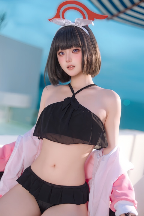 屿鱼 · 蔚蓝档案静山真白 泳装｜30P-244MB · 夏日海边的笨拙纯真-玩图志