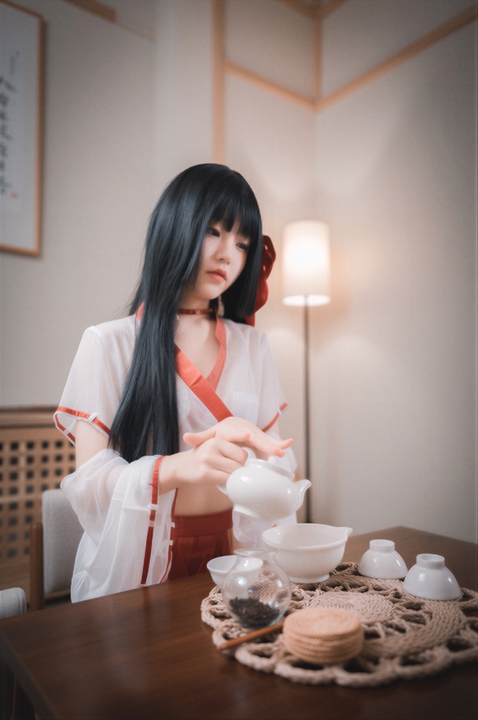 Jeong Jenny (정제니) – DJAWA Photo Vol.0359｜85P · 温泉旅馆的一夜，巫女褪下白扇-玩图志