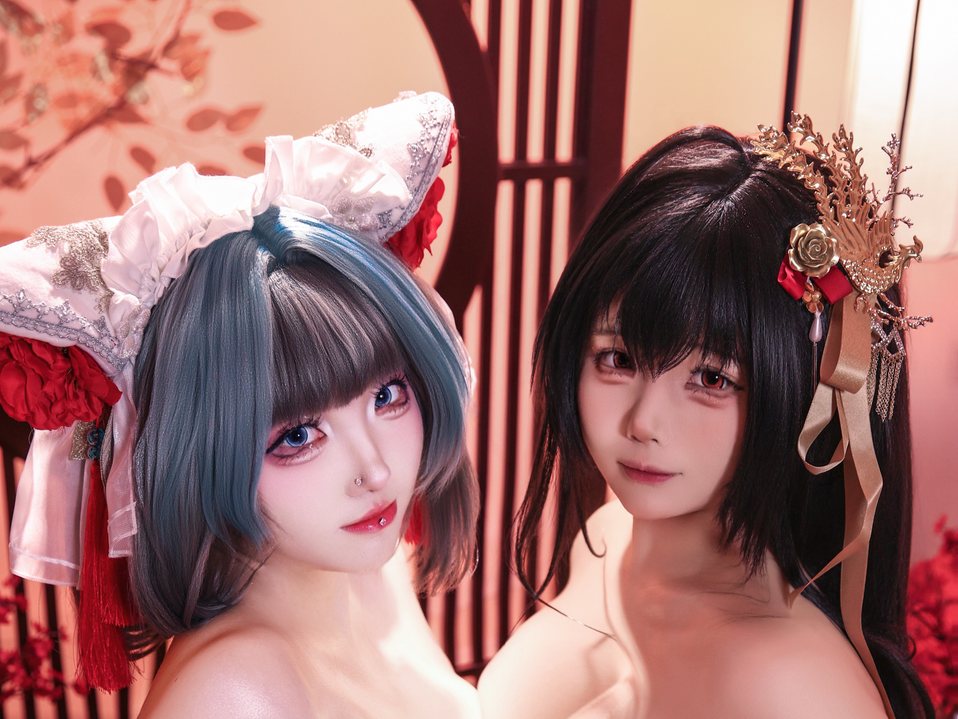 soso嗖嗖 - 碧蓝航线 柴郡×大凤 双人｜38P 猫尾与狐尾，她在双人份港区午茶里把指挥官夹成馅-玩图志