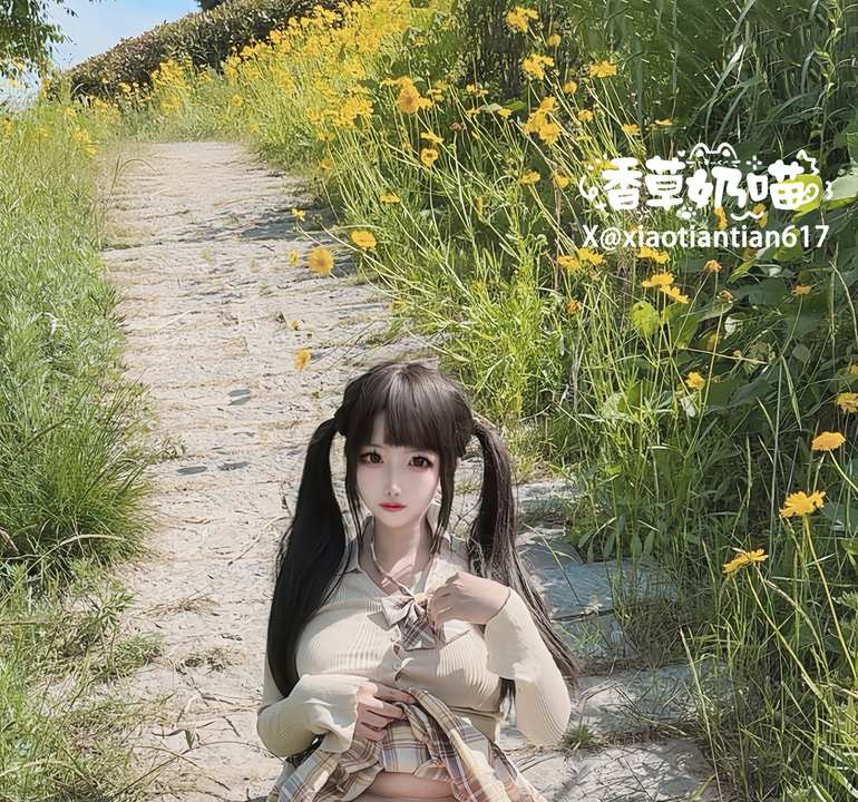 香草奶喵 JK春游｜32P+10V 春风卷过格裙褶的那刻，她把白衬衫穿成郊野坂道的甜欲私语-玩图志