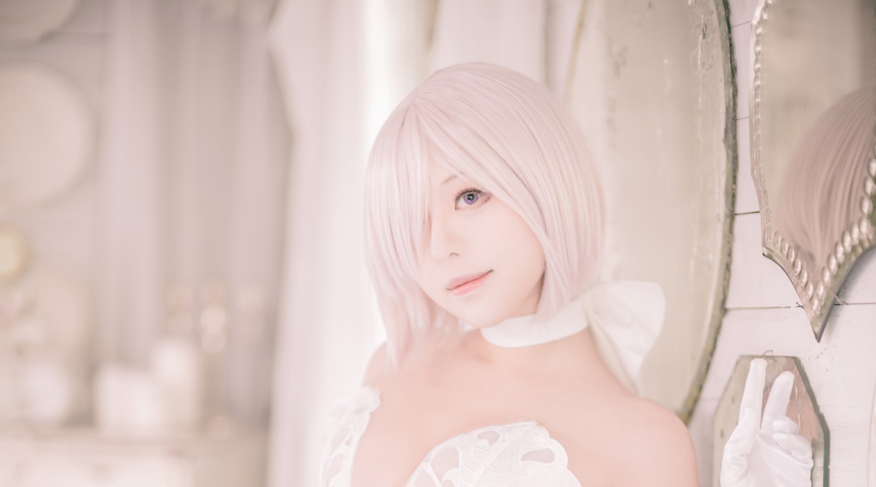 Himeking - Mashu Kyrielight Bride｜30P  钟塔白光卡在盾徽头纱-玩图志